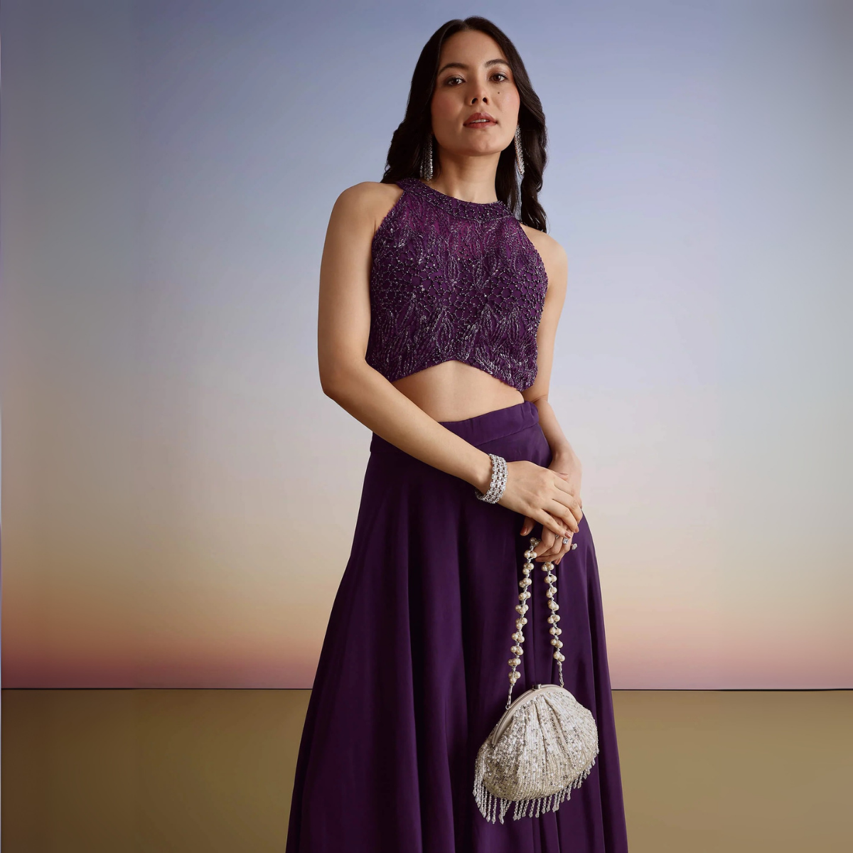 Elegant Indo-Western 3-Piece Combo | Jacket, Shrug, or Dupatta | IW-10