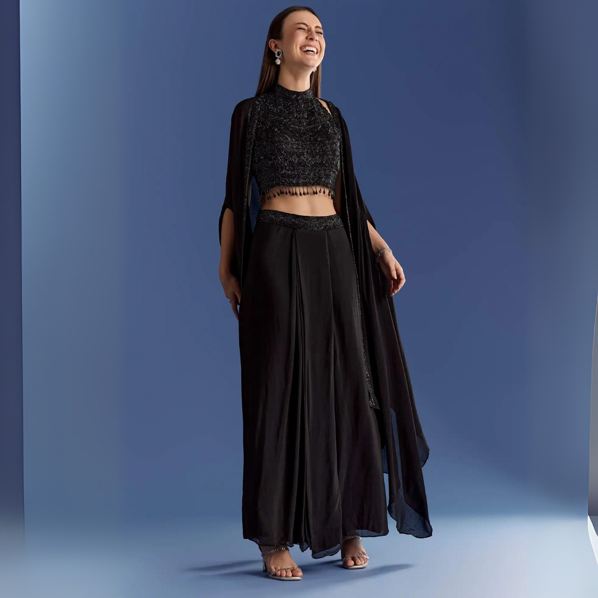 Elegant Indo-Western 3-Piece Combo | Jacket, Shrug, or Dupatta | IW-09