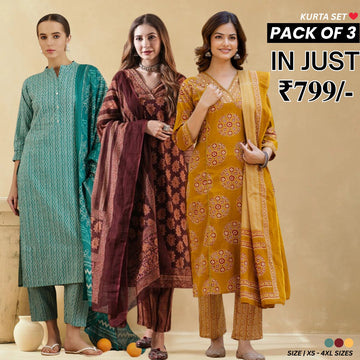 Designer Women’s 3 Piece Kurta Set for Casual & Festive Wear | FW-08