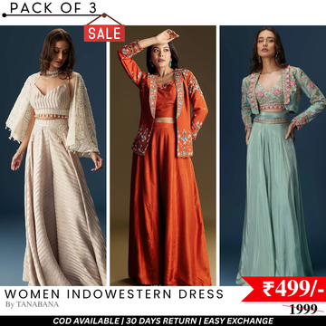 Elegant Indo-Western 3-Piece Combo | Jacket, Shrug, or Dupatta | IW-11