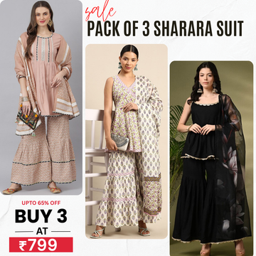 3-Piece Cotton Sharara Set with Dupatta for Women – Soft, Comfortable & Stylish Combo Pack | SD-08