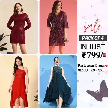 4-Piece Women’s Party Dress Combo Glam Up Every Occasion | PD-08