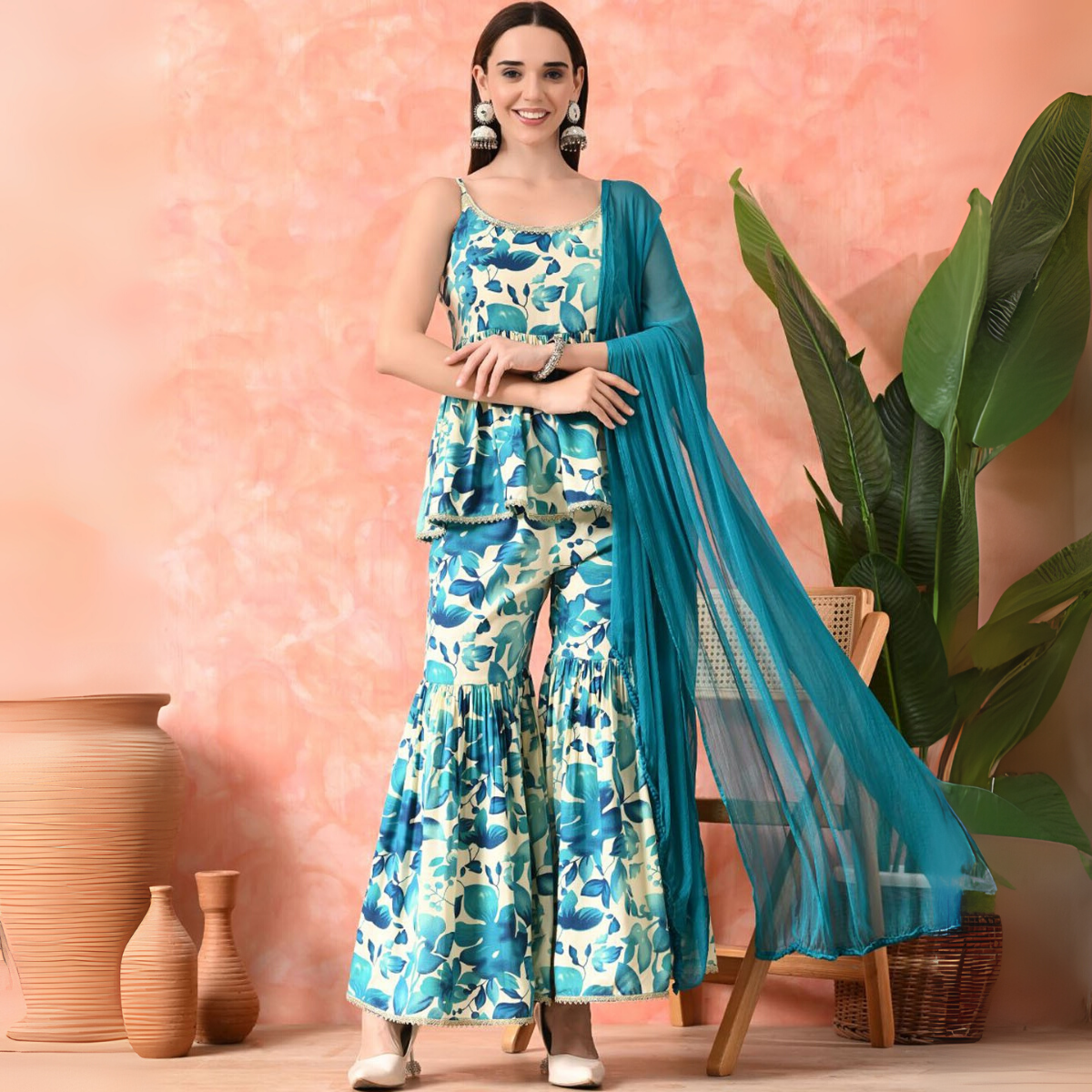 3-Piece Cotton Sharara Set with Dupatta for Women – Soft, Comfortable & Stylish Combo Pack | SD-09