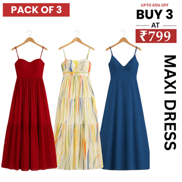 Women’s 3 Combo Maxi Dress Collection – Soft Wear Comfort & Style | MD-02