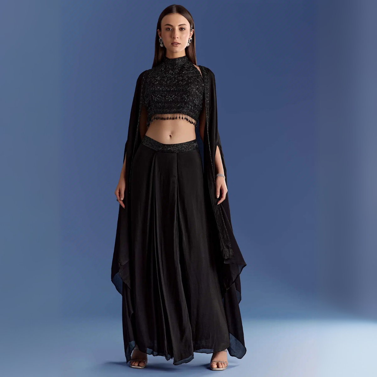 Elegant Indo-Western 3-Piece Combo | Jacket, Shrug, or Dupatta | IW-09