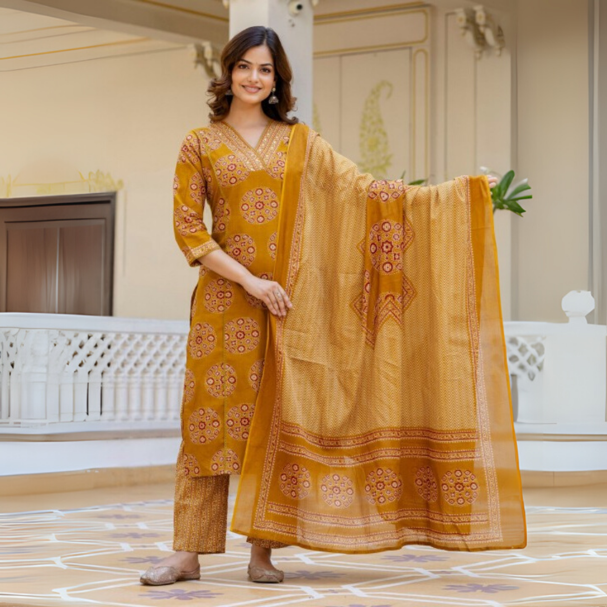 Designer Women’s 3 Piece Kurta Set for Casual & Festive Wear | FW-08