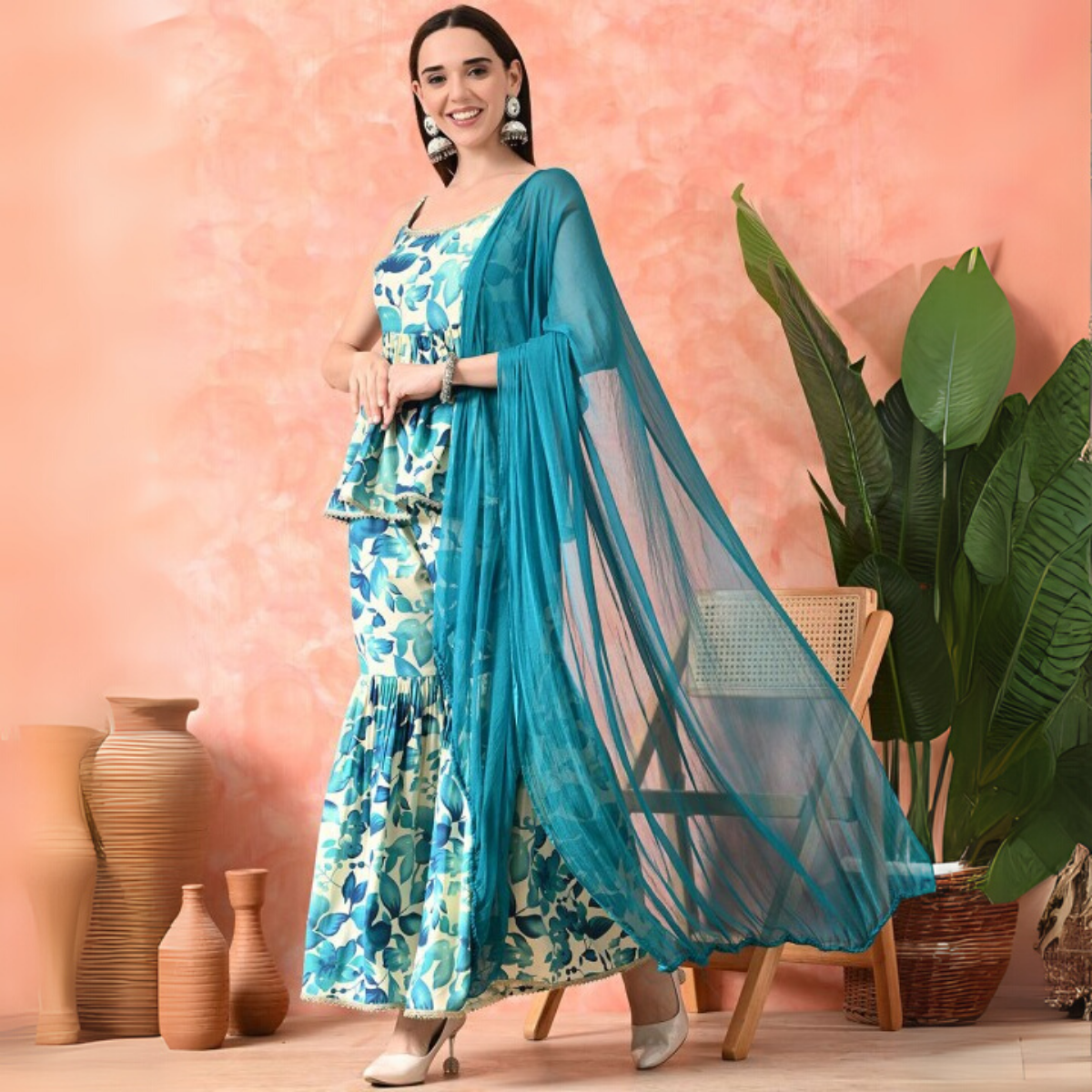 3-Piece Cotton Sharara Set with Dupatta for Women – Soft, Comfortable & Stylish Combo Pack | SD-01