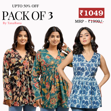 3 Floral Kurtis in one perfect combo | soft, classic, and effortlessly stylish | SC- 10