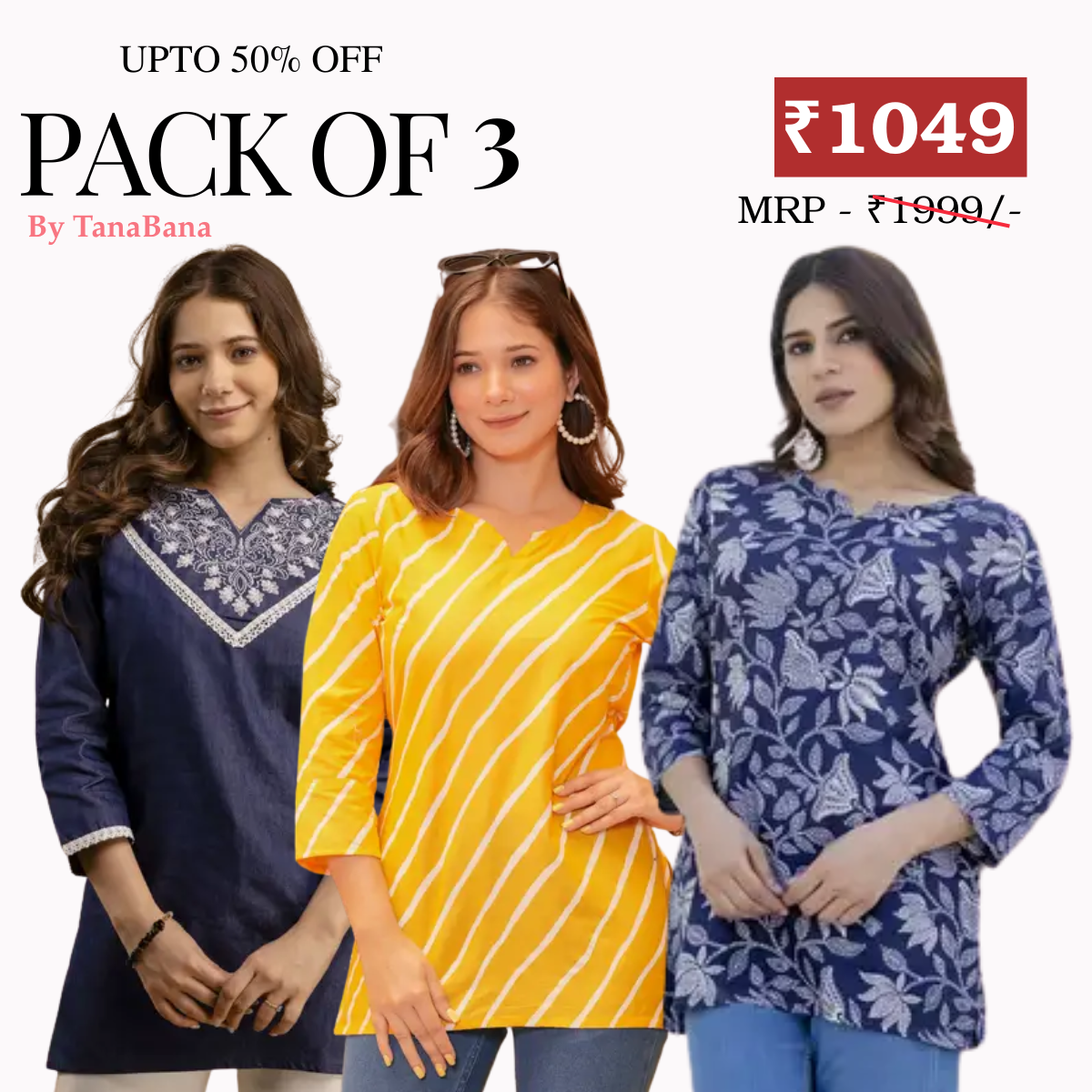3 Floral Kurtis in one perfect combo | soft, classic, and effortlessly stylish | SC- 06