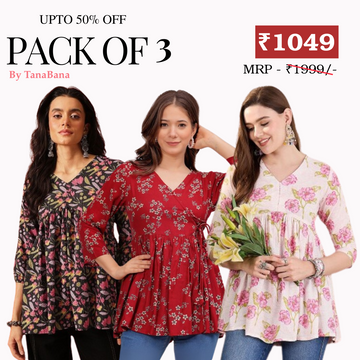 3 Floral Kurtis in one perfect combo | soft, classic, and effortlessly stylish | SC- 08