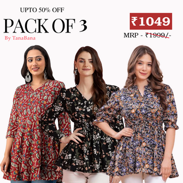 3 Floral Kurtis in one perfect combo | soft, classic, and effortlessly stylish | SC- 09